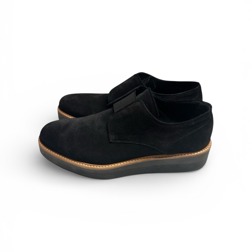 Vince  slip-on platform oxford in black suede leather